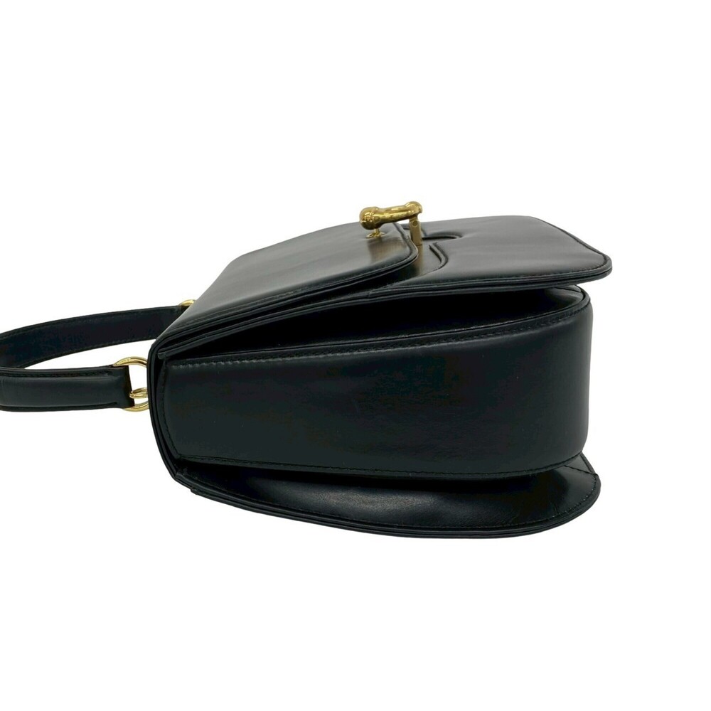GUCCI Vintage Black Leather Horseshoe Shoulder Bag - Picture 5 of 10